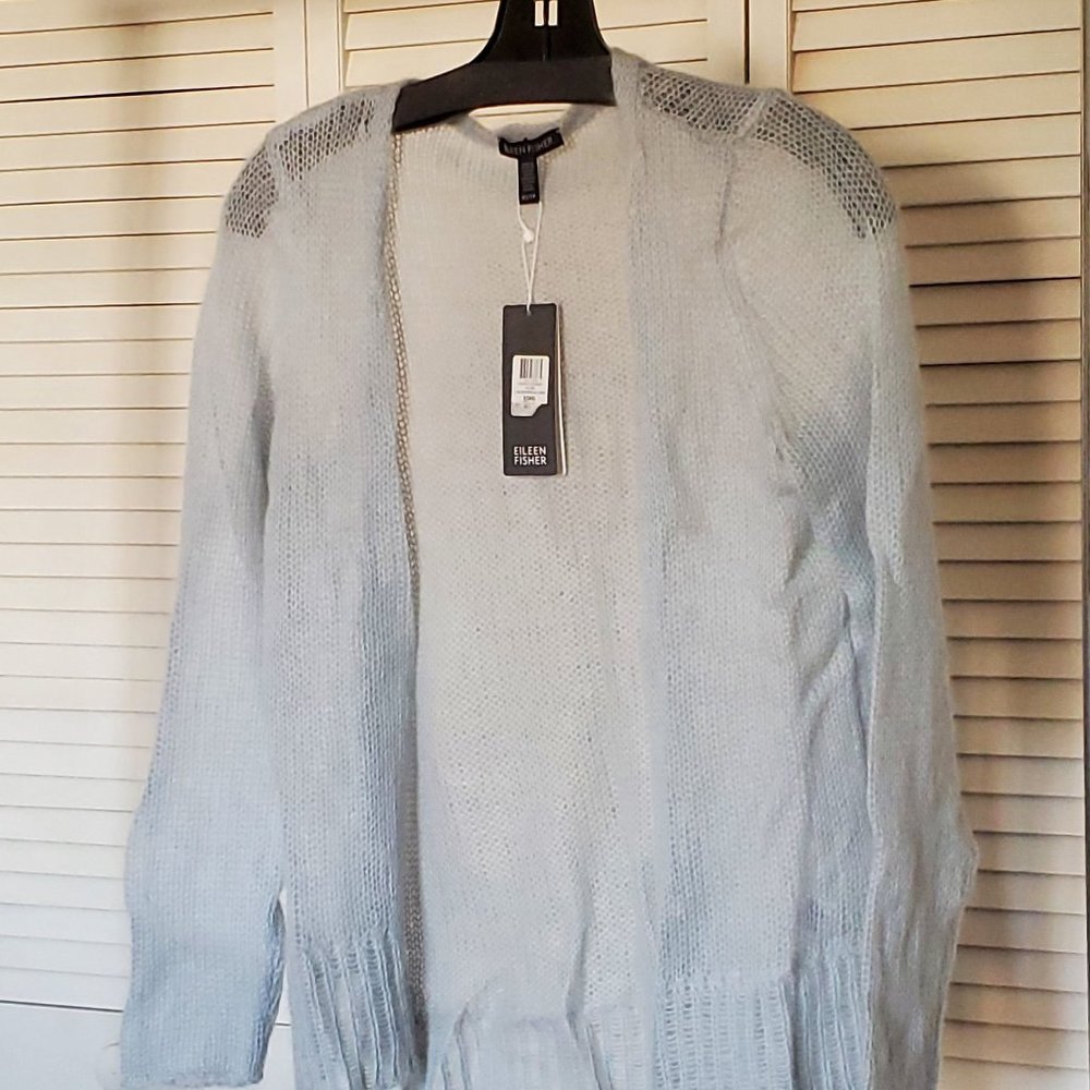 Eileen Fisher Airy Mohair Cardigan Sky Blue XS NWT